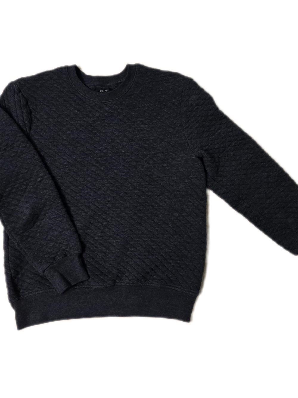 J. Crew Heathered Blue Authentic Fleece Quilted Crewneck Sweater - Women's